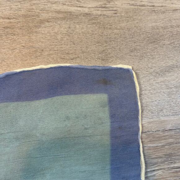 Handpainted Silk Scarf Blue Abstract Cloud Print Square Signed Una Vintage - Picture 3 of 7